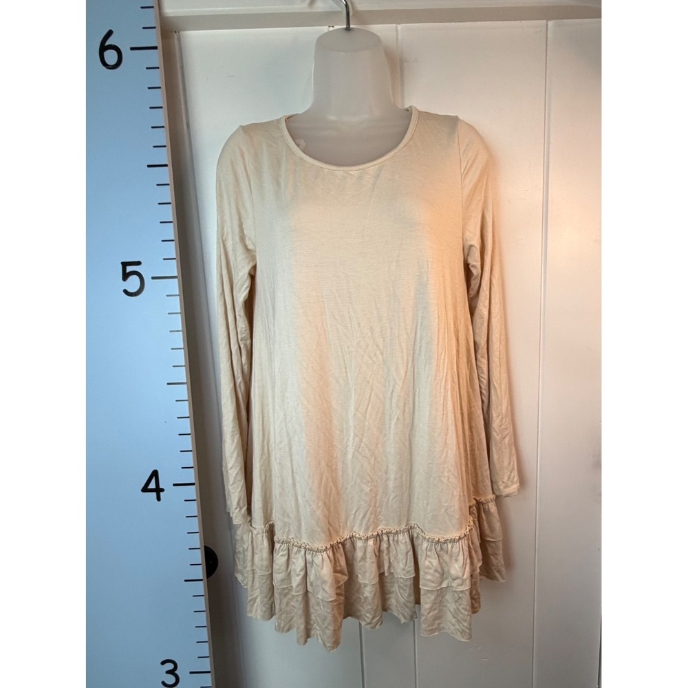 Easel Peachy Cream Ruffle Tunic Scoop Neck Blouse Medium